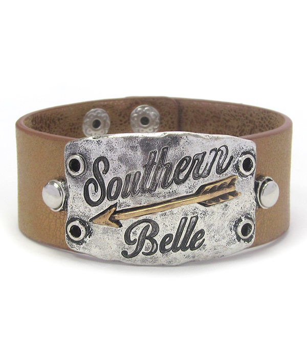Southern belle theme leatherette band bracelet
