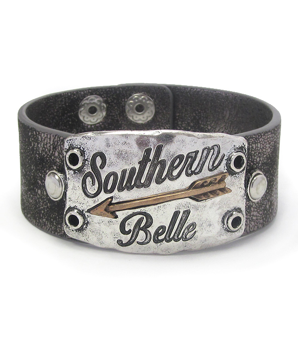 Southern belle theme leatherette band bracelet