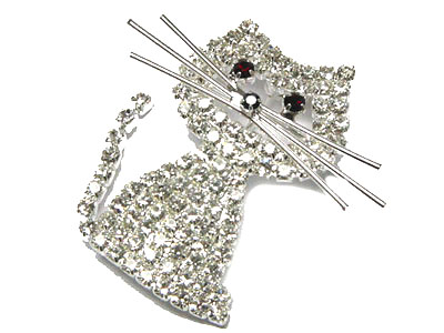 Crystal cat pin