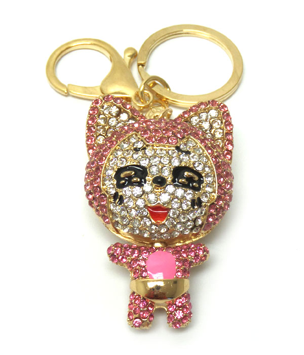 Crystal cat key chain