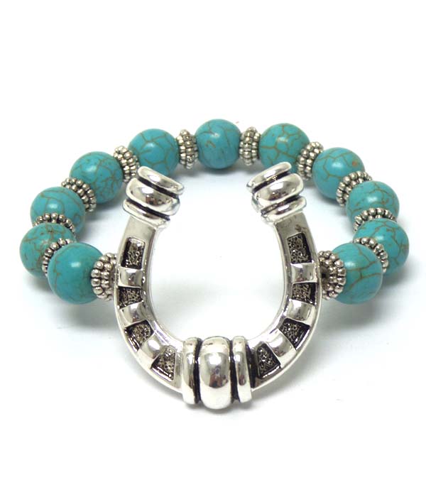 Turquoise stone with horseshoe bracelet