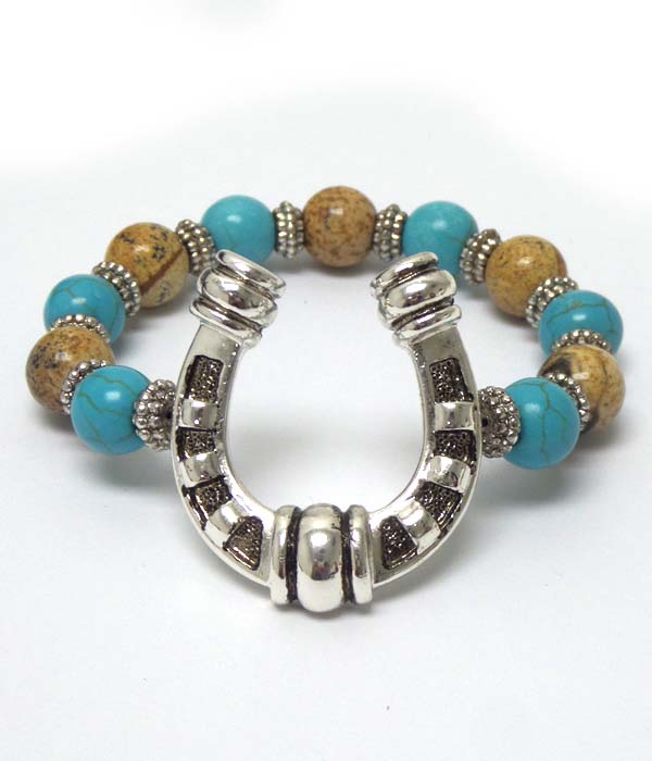 Brown and turquoise stone horseshoe