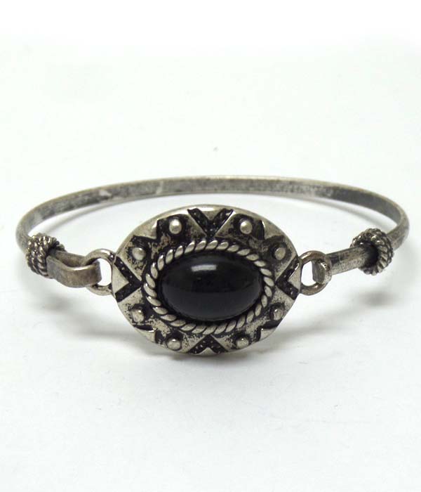 Metal with stone hook bracelet