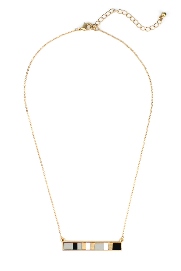 Multi color mix bar pendant necklace