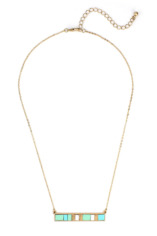 Multi color mix bar pendant necklace