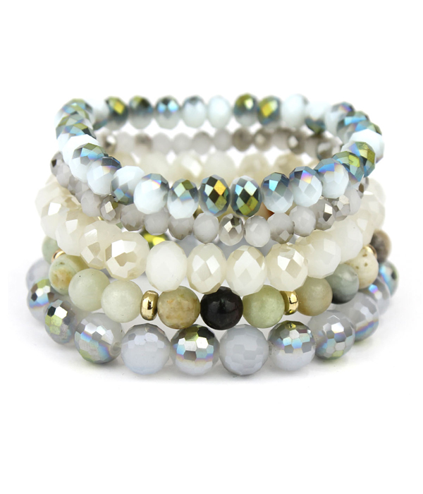 Multi bead 5 stretch bracelet set
