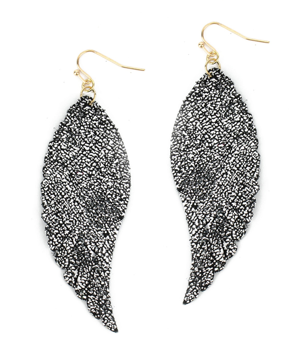 Faux lamb skin earring - angel wing
