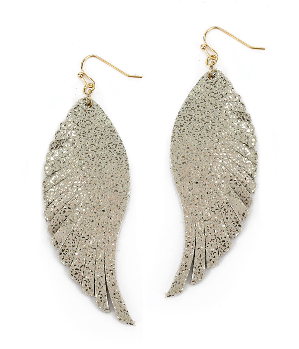 FAUX LAMB SKIN EARRING - ANGEL WING