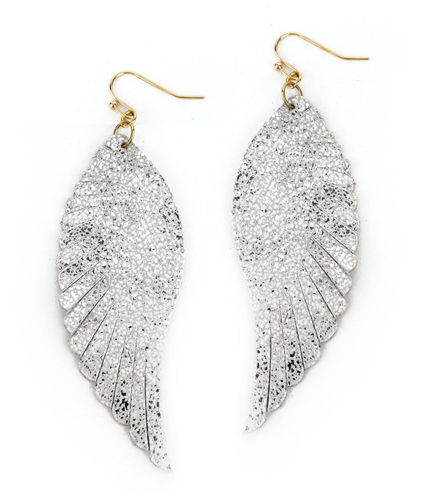 Faux lamb skin earring - angel wing