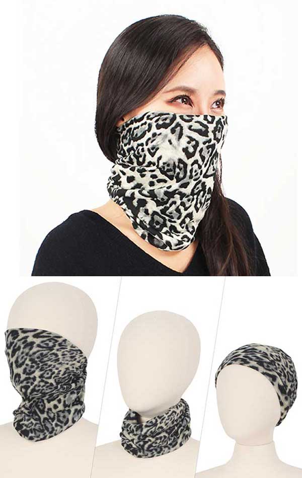DOUBLE LAYER LEOPARD MULTI USE FACE COVER - 100% POLYESTER