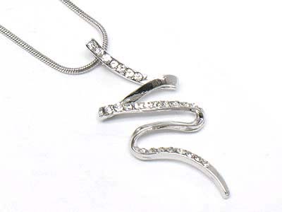 Made in korea whitegold plating designer inspired crystal scribble necklace