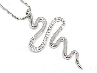 Made in korea whitegold plating designer inspired crystal scribble necklace