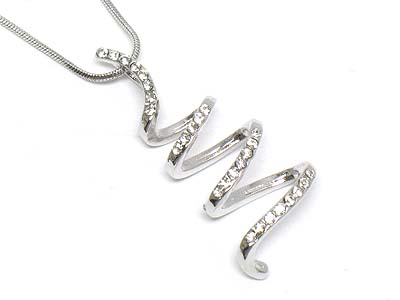 Made in korea whitegold plating designer inspired crystal scribble necklace