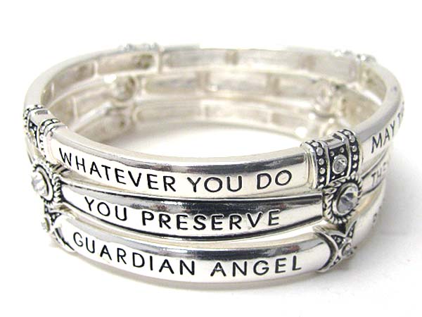 Crystal deco message three stretch bracelet set