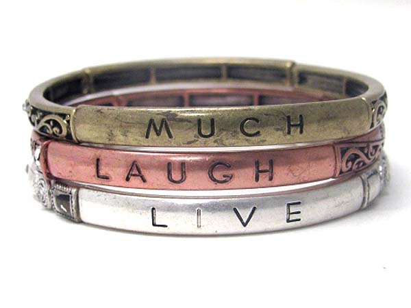 Crystal deco message three stretch bracelet set