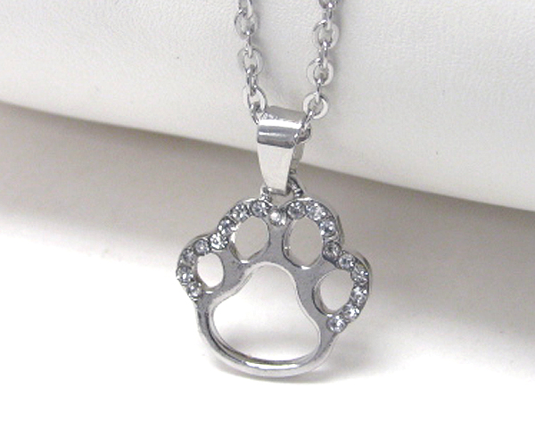 Crystal stud paw pendant necklace