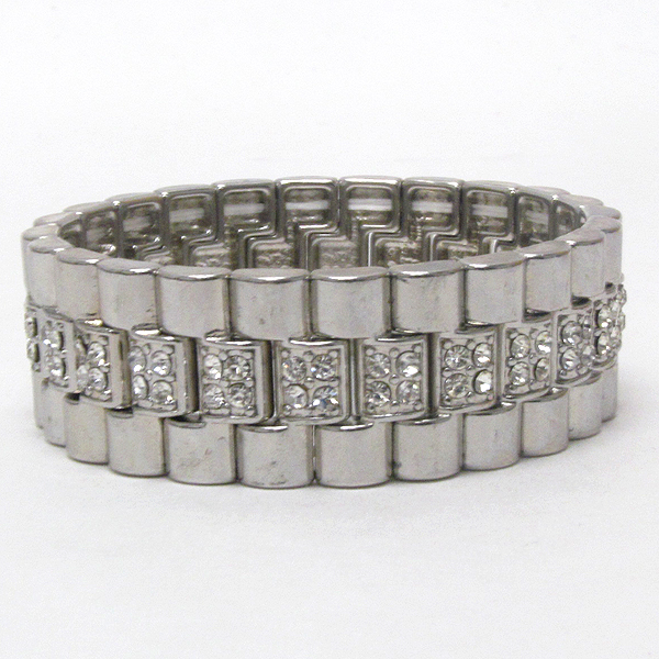 Crystal deco watch band inspired stretch bracelet