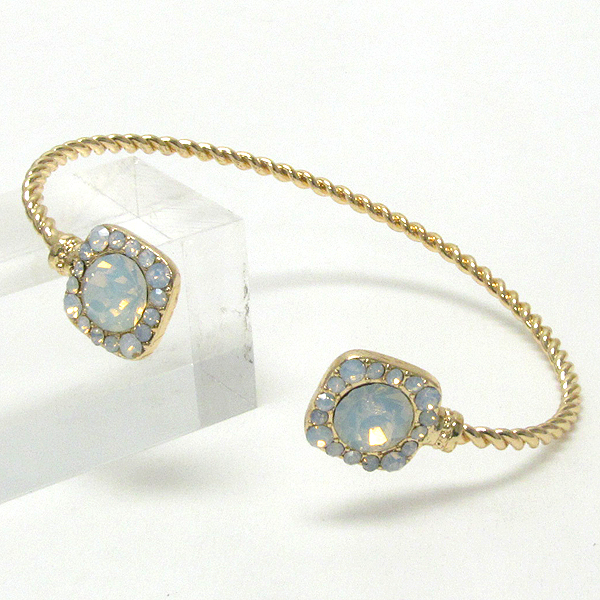 Crystal and facet glass tip adjustable wire bracelet