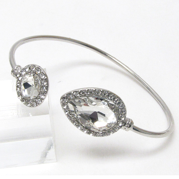 Crystal and facet glass tip adjustable wire bracelet