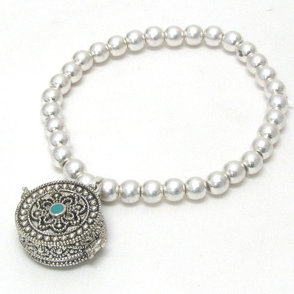 Inspirational prayer box and metalic ball stretch bracelet