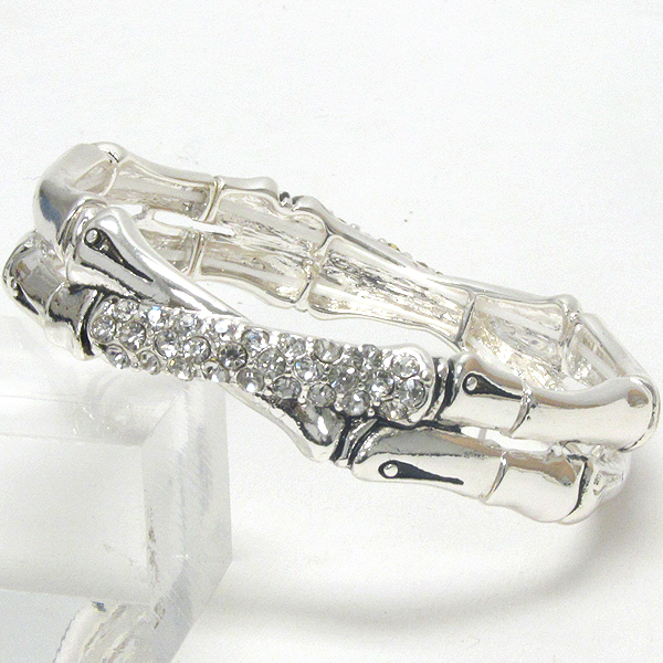 Crystal deco bamboo stretch bracelet