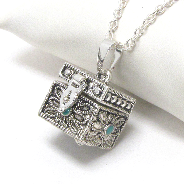 Inspirational prayer box pendant necklace