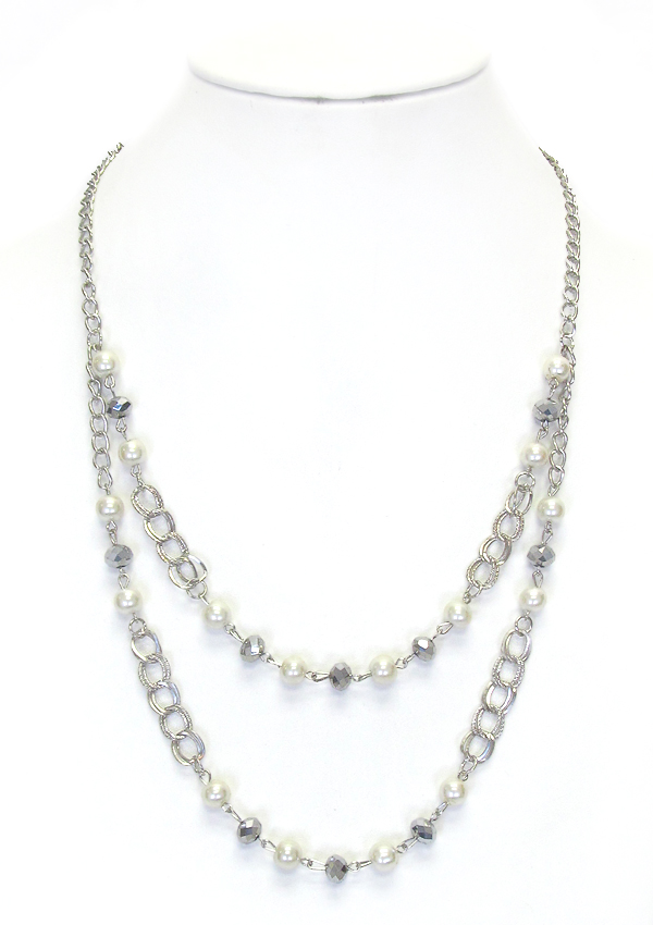 Double layer chain drop necklace