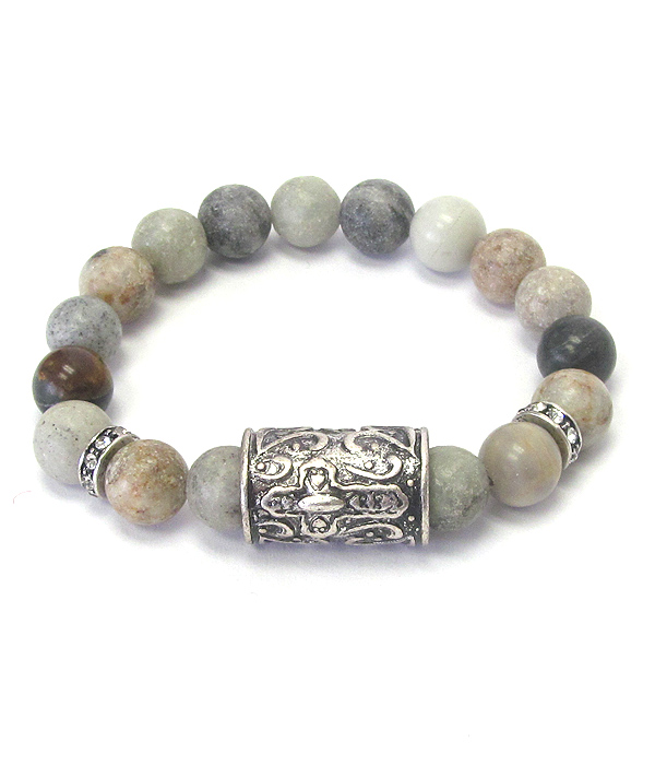 Natural stone ball mix stretch bracelet