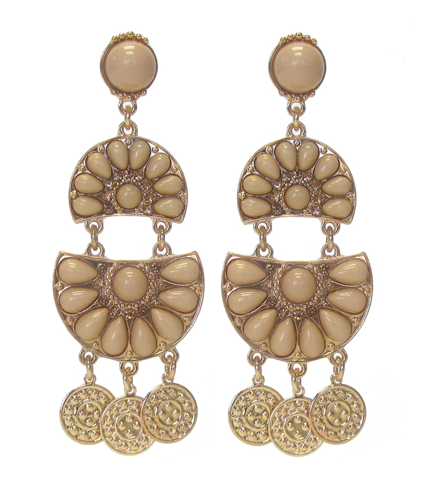 Crystal and acrylic stone mix drop earring set