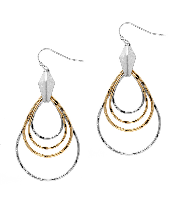 MULTI WIRE LAYER TEARDROP EARRING