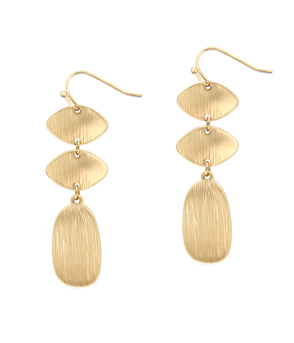 Scratch metal triple metal link drop earring