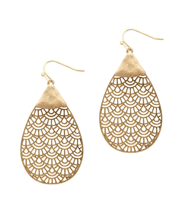 METAL FILIGREE TEARDROP EARRING