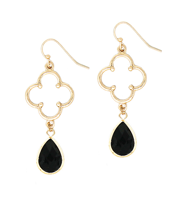 Quattrefoil and teardrop earring