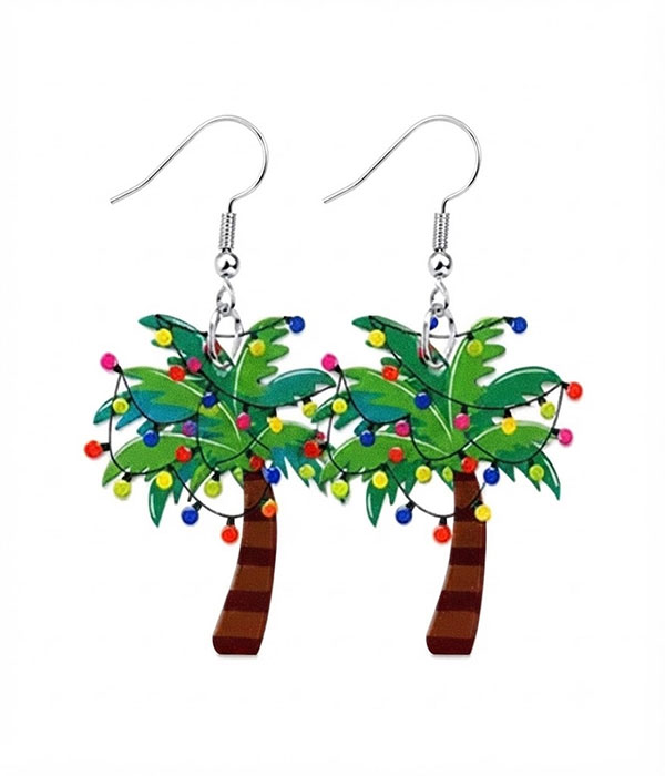Christmas theme acrylic earring - palm tree
