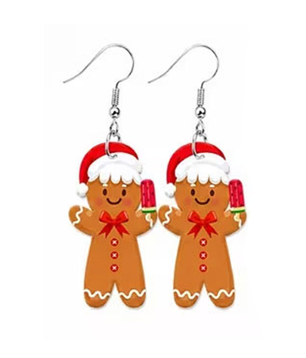 Christmas theme acrylic earring - ginger bread