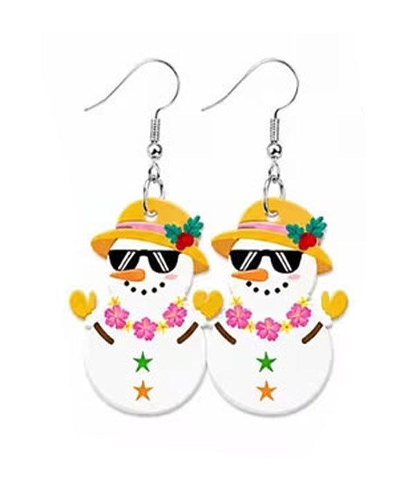 Christmas theme acrylic earring - snowman