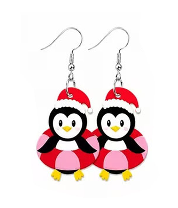 Christmas theme acrylic earring - penguin