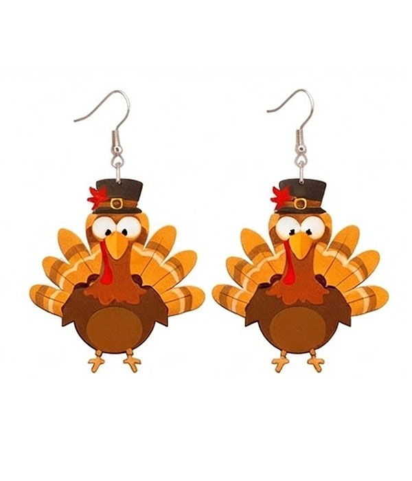 Thanksgiving theme acrylic earring - turkey