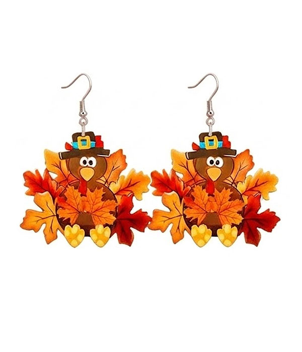 Thanksgiving theme acrylic earring - turkey