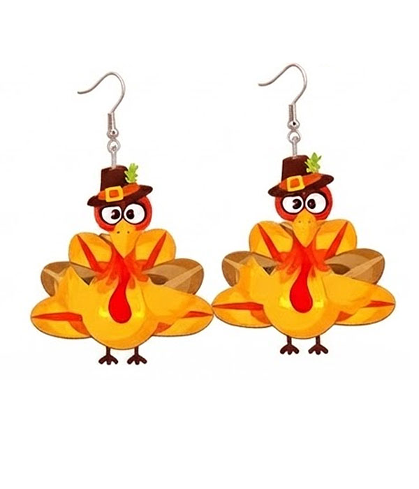 Thanksgiving theme acrylic earring - turkey