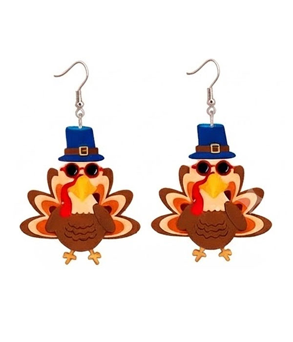 Thanksgiving theme acrylic earring - turkey