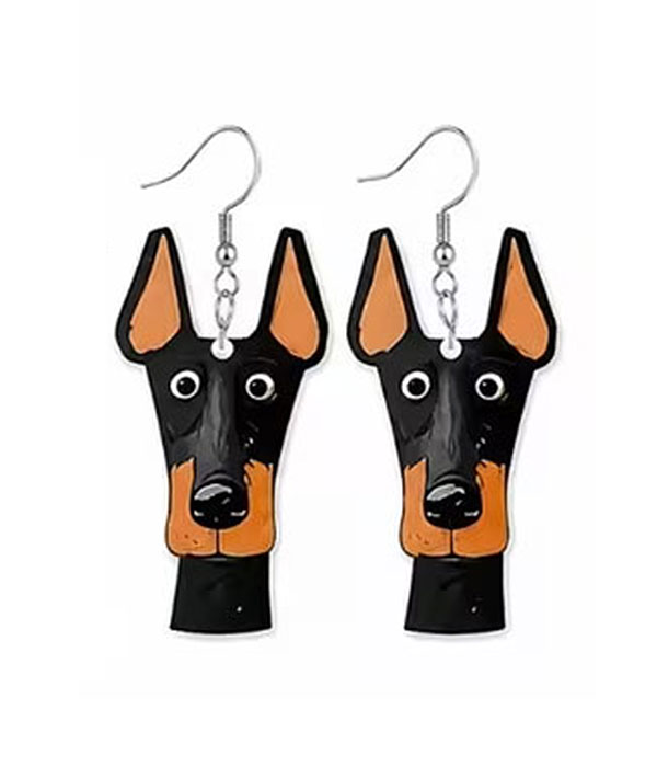 Dog theme acrylic earring - doberman