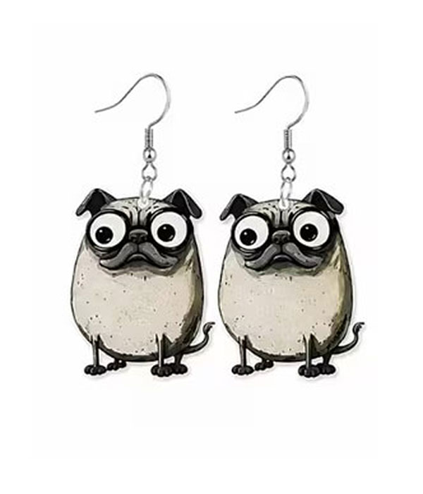 Dog theme acrylic earring - pug