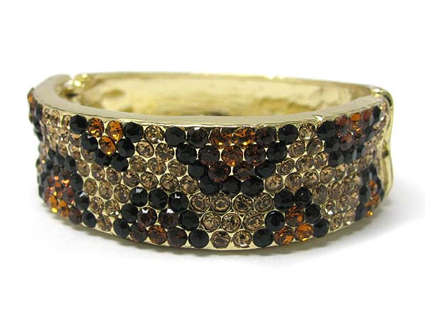 Animal pattern crystal deco metal hinge bangle