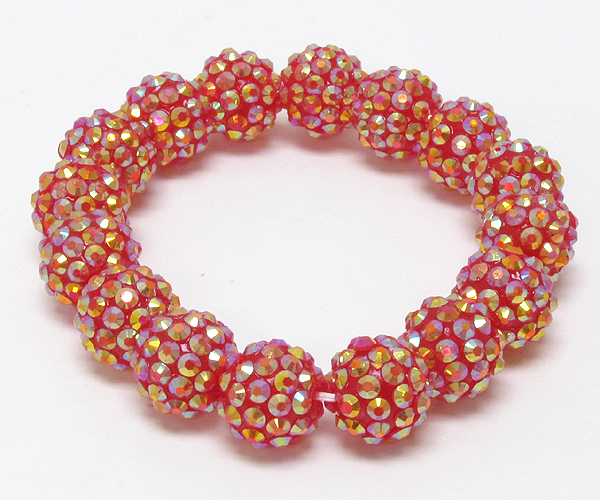 Crystal multi fireball link stretch bracelet