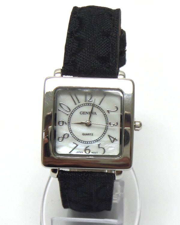 Metal face cloth band watch 