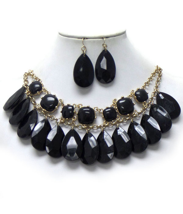 Teardrop acrylic facet necklaceset