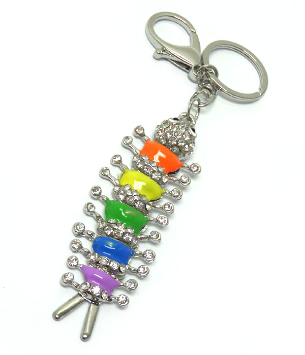 Crystal and epoxy caterpillar key chain