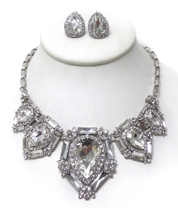 Luxury class victorian style and australian crystal glass multi clear crystals necklace set
