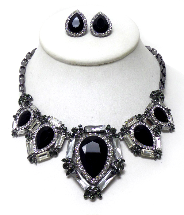 Luxury class victorian style and australian crystal glass multi clear crystals necklace set